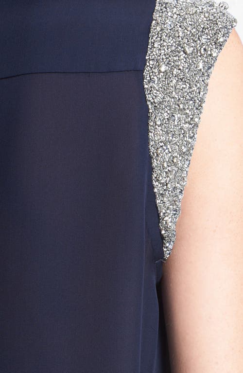 Haute Hippie Embellished Sleeve Silk Blouse In Midnight