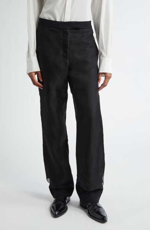 Proenza Schouler Teddy Silk Organza Overlay Stretch Wool Twill Pants In Black