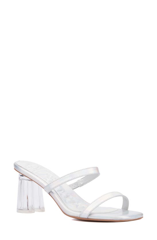 Shop Olivia Miller Lovely Clear Heel Sandal In Silver