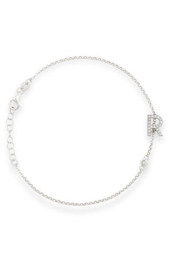 Meshmerise Diamond Initial Bezel Bracelet In White-r