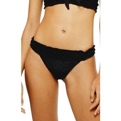 Topshop Ruffle Broderie Anglaise Bikini Bottoms, US (fits like 10-12) - Black