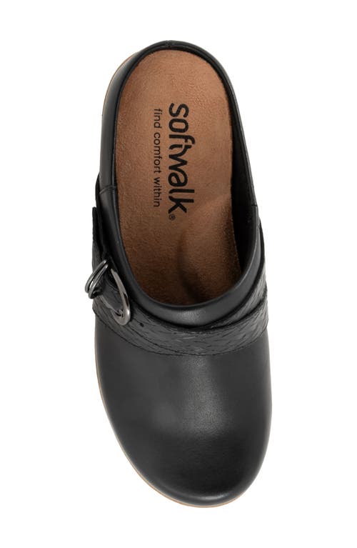 Softwalk ® Asmara Platform Mule In Black Embossed
