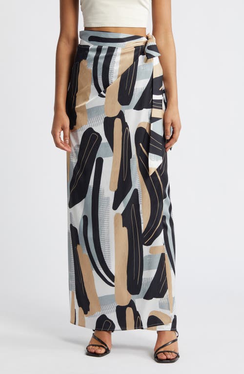 DIARRABLU Seur Abstract Print Wrap Skirt Black at Nordstrom,