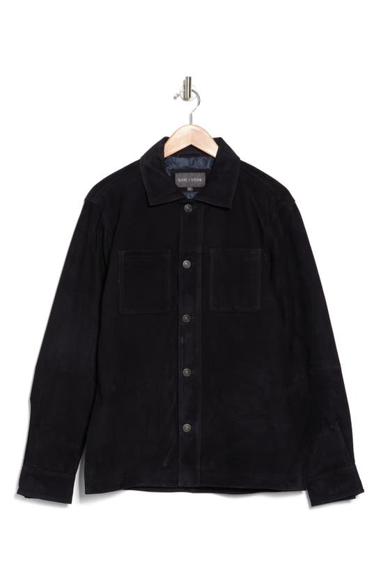 Slate & Stone Suede Shirt Jacket In Blue