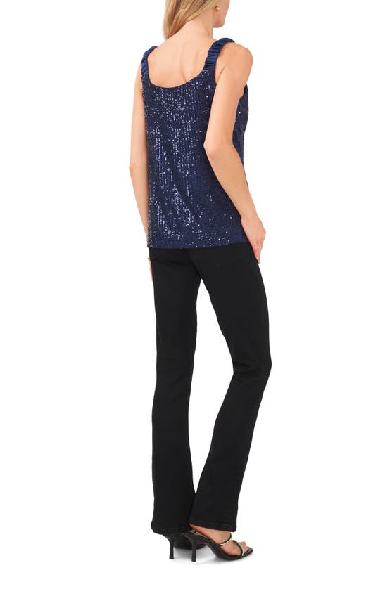 Shop Vince Camuto Sequin Satin Strap Tank In Classic Navy