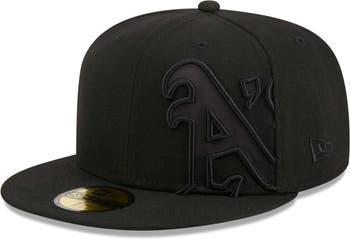 Oakland Athletics New Era Satin Peek 59FIFTY Fitted Hat - Black