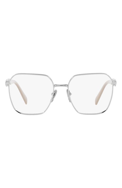 Prada 53mm Square Optical Glasses in Silver at Nordstrom