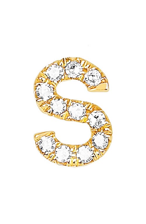 EF Collection Diamond Initial Stud Earring in 14K Yellow Gold/ at Nordstrom