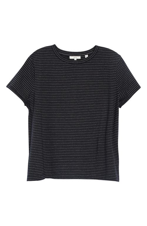 Vince Neppy Stripe Cotton & Linen T-shirt In Black/light Soy