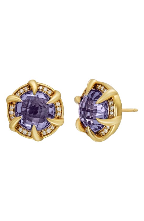 Bony Levy Iris 18k Yellow Gold Semiprecious Stone & Diamond Halo Stud Earrings