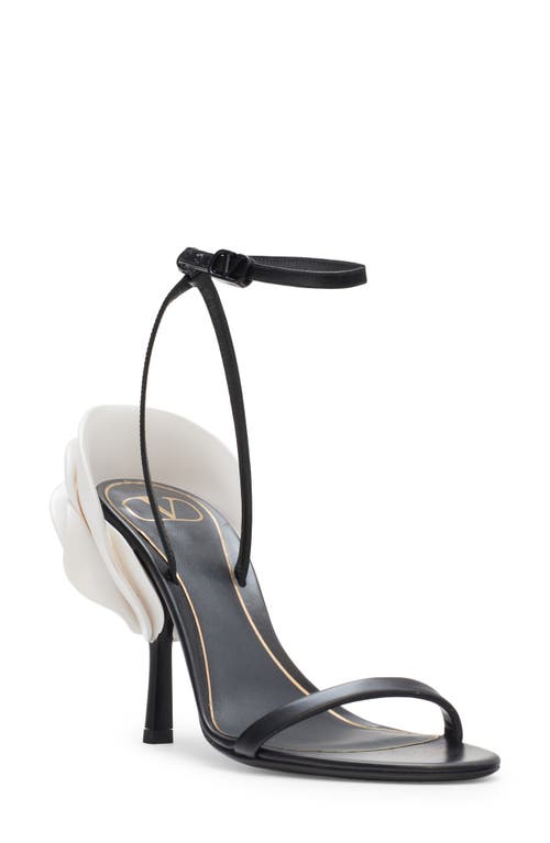 Valentino Garavani Archive Roserouche Ankle Strap Stiletto Sandal In Nero/bianco/nero