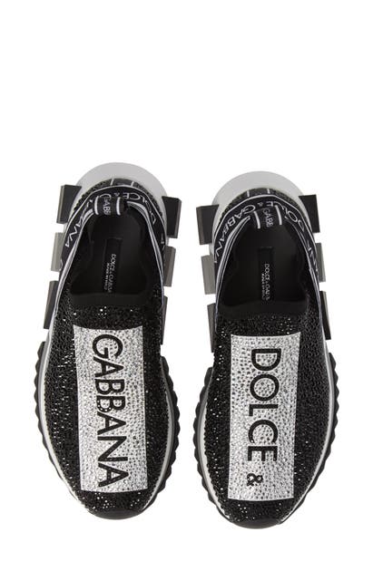 Dolce & Gabbana Sorrento Jeweled Logo Sneaker In White/ Silver