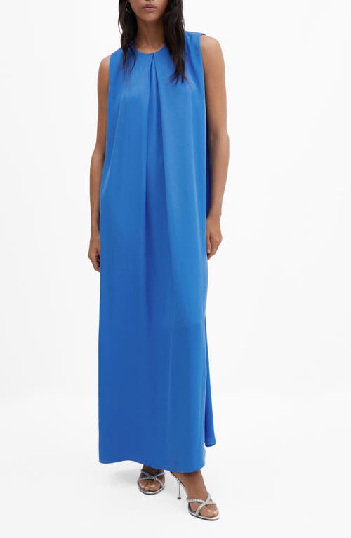 MANGO Pleated Sleeveless Dress Blue at Nordstrom,