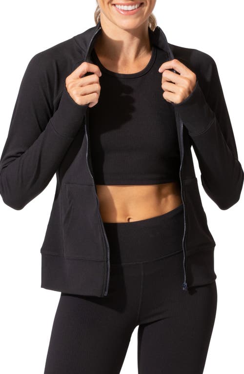 Threads 4 Thought Lori Ribbed Zip Jacket Jet Black at Nordstrom,