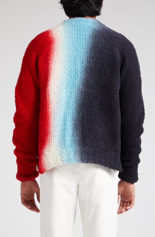 Shop Sacai Dip Dye V-neck Wool Blend Cardigan In Black/red