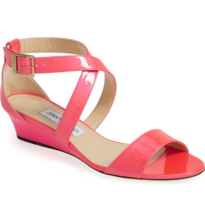 Jimmy Choo Strappy Neon Leather Wedge Sandal (Women) | Nordstrom