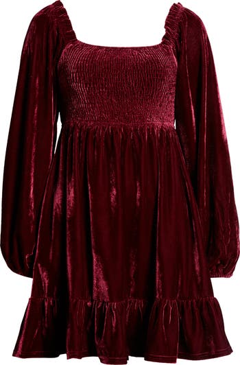 Velvet babydoll dress hot sale womens