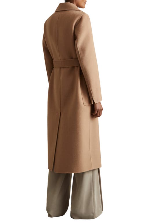 Shop Reiss Lucia Belted Wool Blend Coat In Light Camel