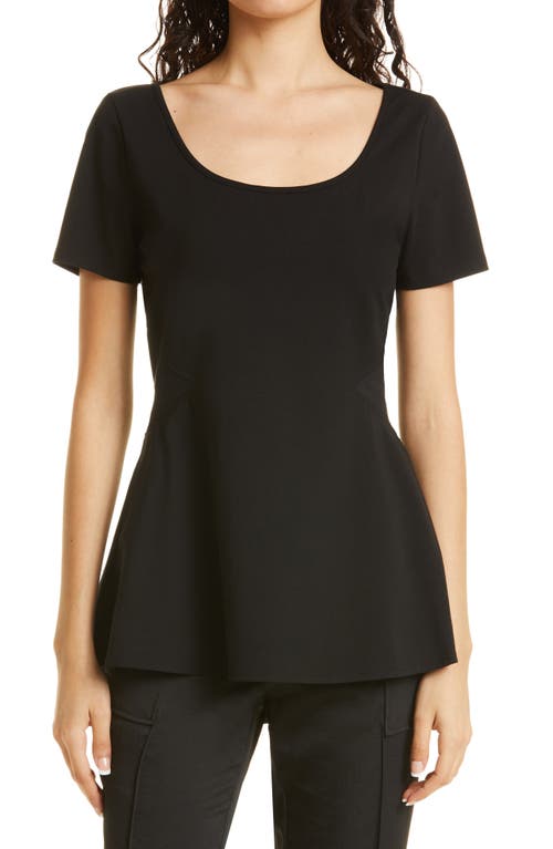 Donna Karan New York Flare Hem Stretch Cotton T-Shirt in Black