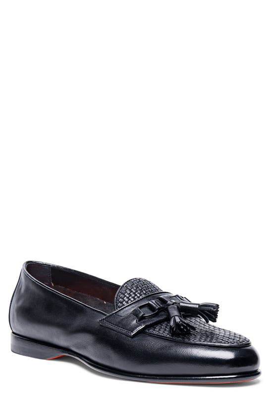 Shop Santoni Andrea Tassel Loafer In Black