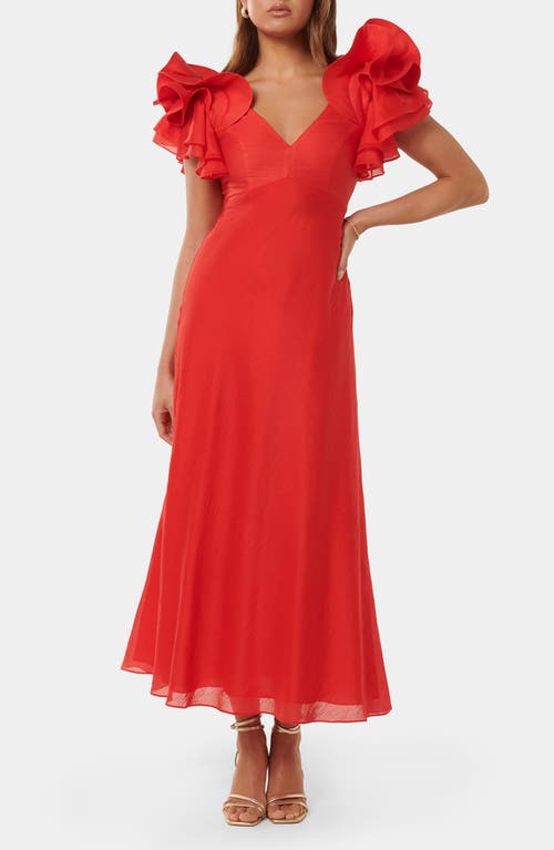 Shop Ever New Rylie Ruffle Shoulder Dress In Red