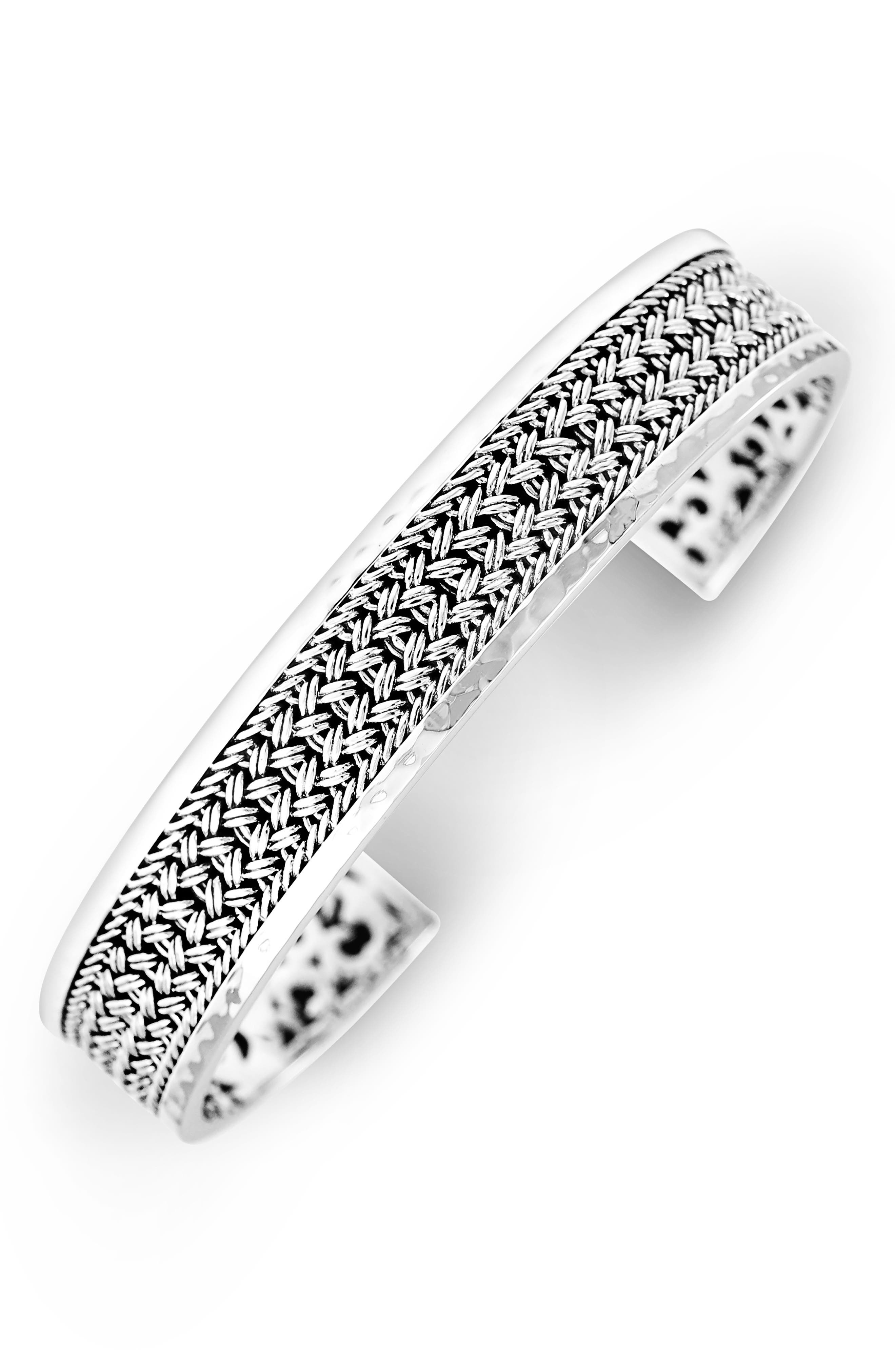 Lois Hill Sterling Silver Textile Weave Scroll Cuff Bracelet