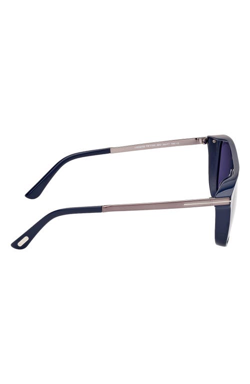 Shop Tom Ford Lionel 55mm Square Sunglasses In Navy Gunmental/blue