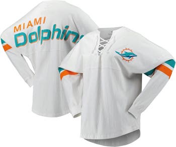 FANATICS Women's Fanatics Branded White Miami Dolphins Spirit Jersey  Lace-Up V-Neck Long Sleeve T-Shirt