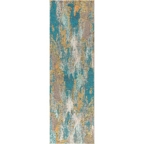 Jonathan Y Contemporary Pop Modern Abstract Vintage Waterfall Area Rug In Blue/brown/orange