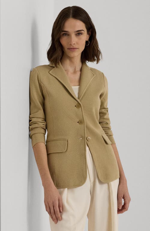 Shop Ralph Lauren Lauren Cotton Sweater Jacket In Birch Tan