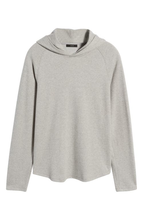 Vince Broken Twill Hoodie In Heather Grey/off White