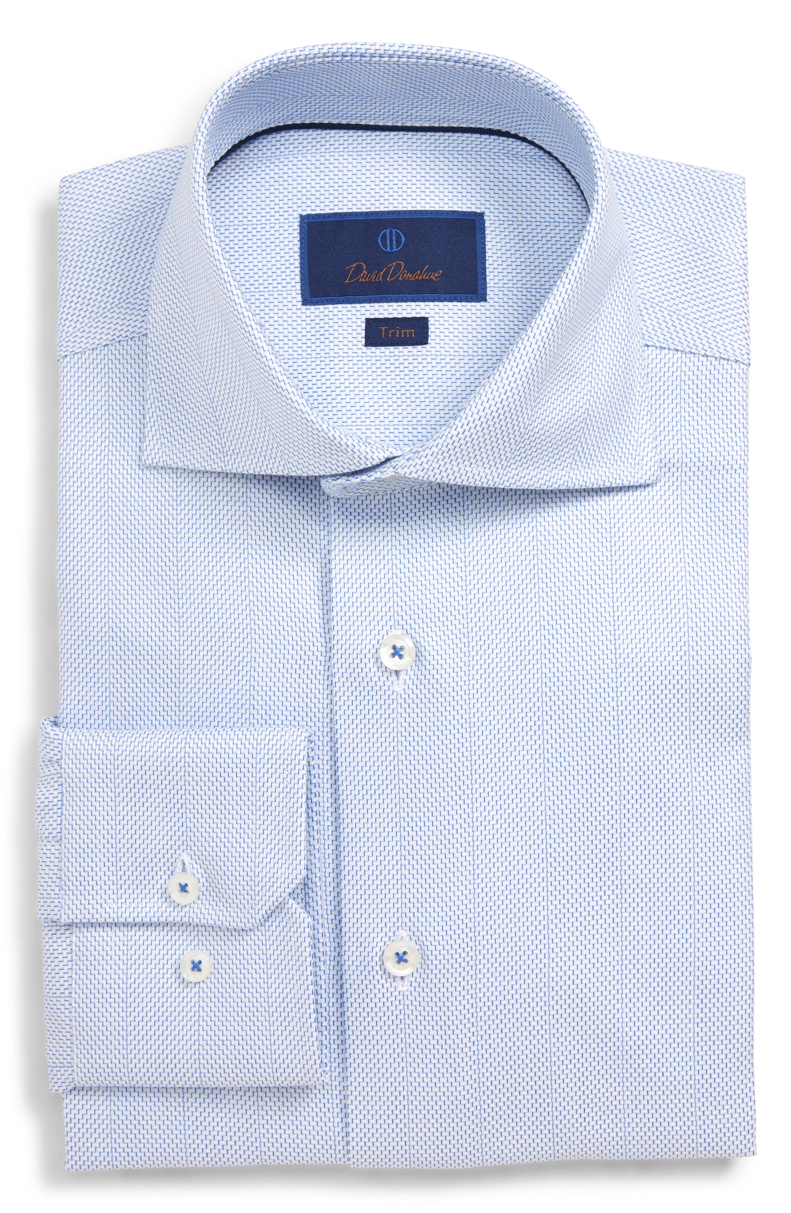 David Donahue Trim Fit Print Dress Shirt Nordstrom