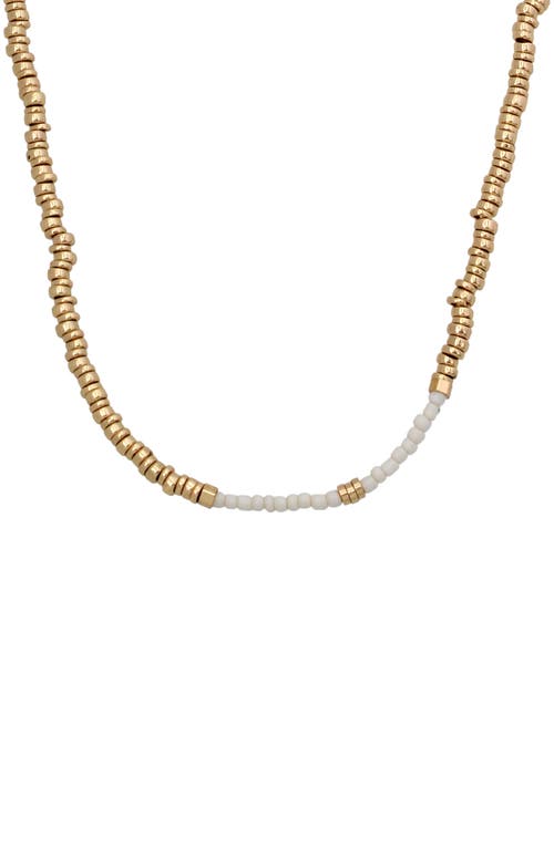 Shop Allsaints Beaded Strand Necklace In White/gold