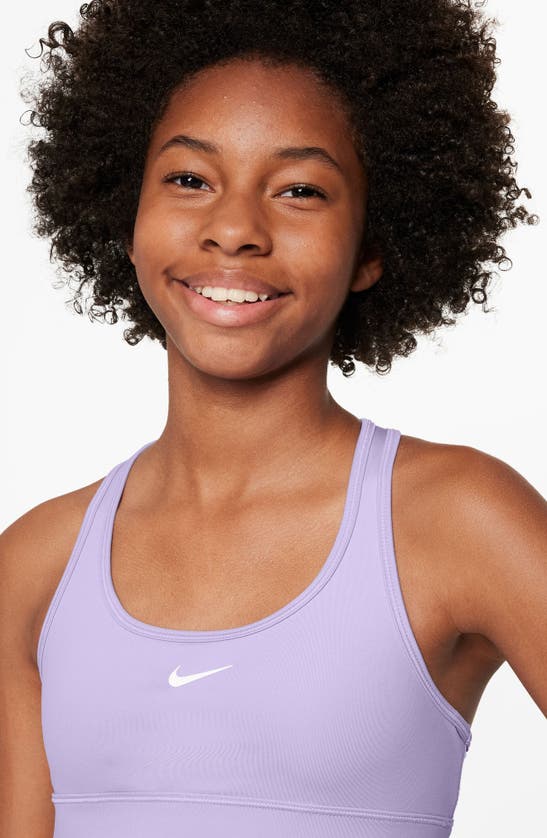 Shop Nike Kids' Dri-fit Racerback Sports Bra In Hydrangeas/ White