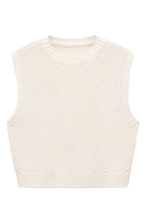 Shop Mango Chunky Stitch Crop Crewneck Sweater Tank In Light Beige