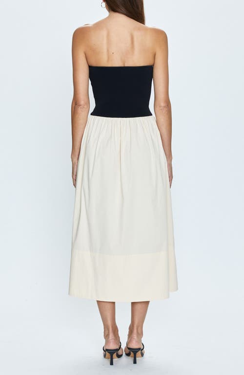 Shop Pistola Mavo Strapless Midi Dress In Pepper And Salt