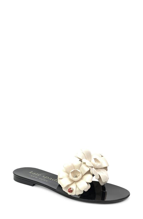 Kate Spade New York Jaylee Floral Flip Flop In Black/french Cream