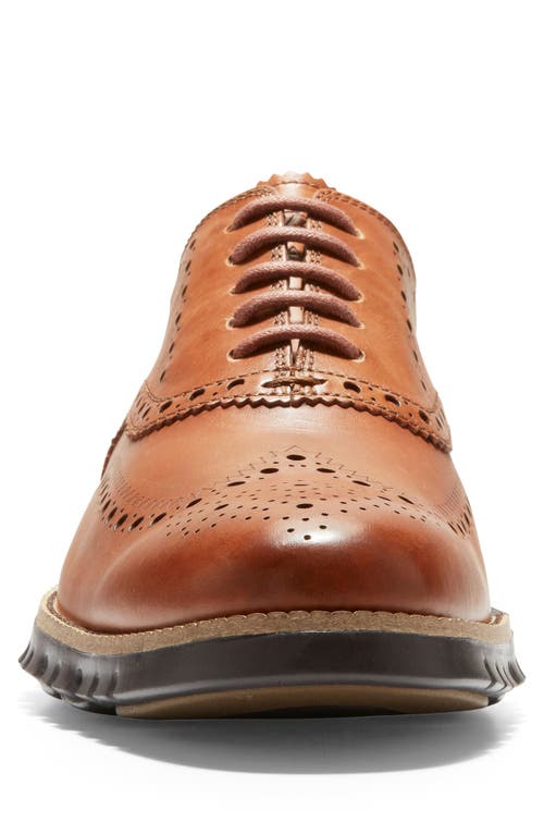 Shop Cole Haan Zerogrand Wingtip Derby In British Tan Leather/java