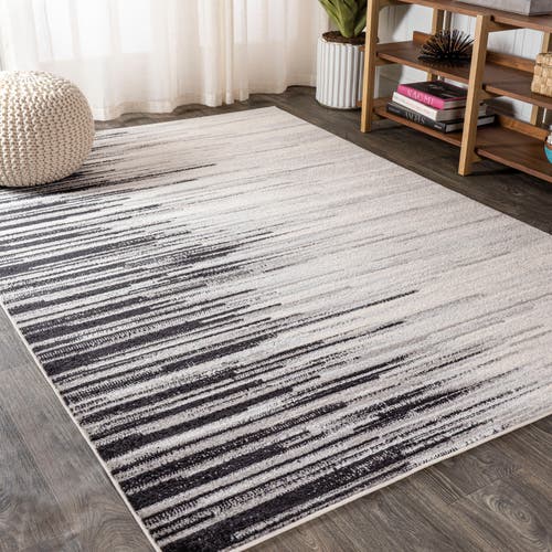Jonathan Y Linear Modern Half-stripe Area Rug In Gray/cream