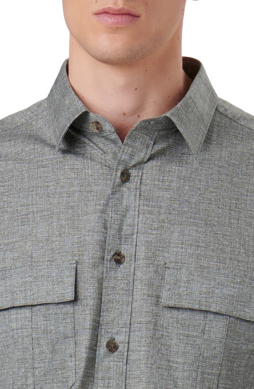 BUGATCHI BUGATCHI JASPER SHAPED FIT HEATHER STRETCH CHAMBRAY BUTTON-UP SHIRT