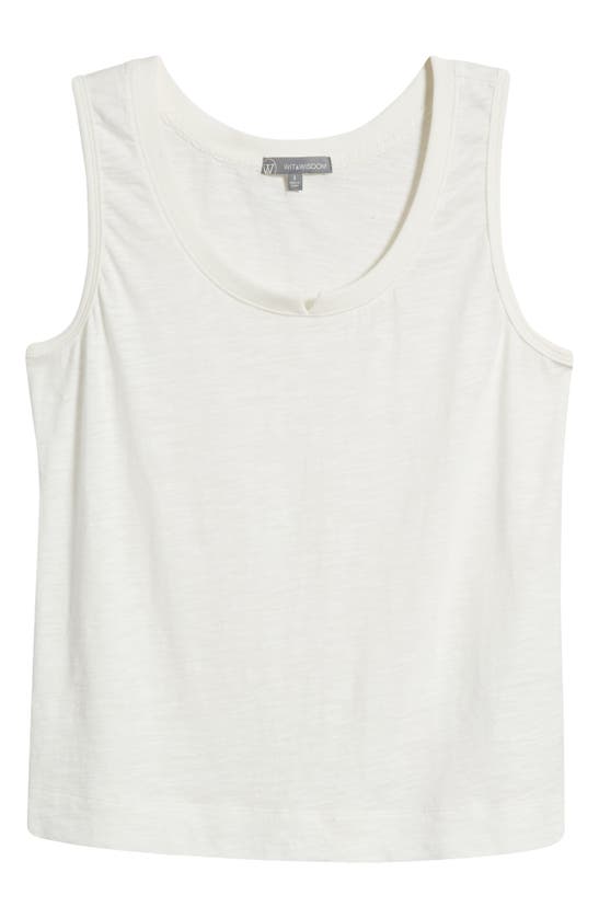 Shop Wit & Wisdom Notched Sleeveless Tank In Off White