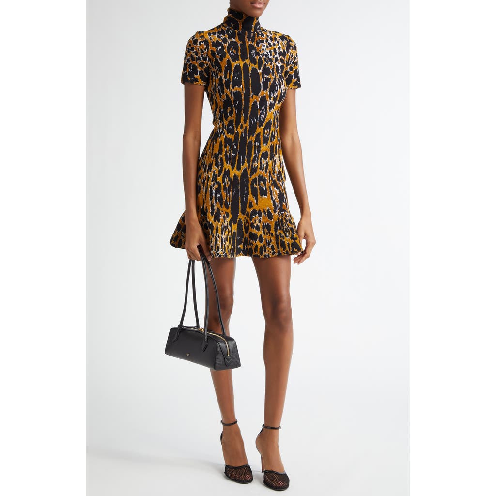 ALAÏA ALAÏA LEOPARD JACQUARD SWEATER DRESS
