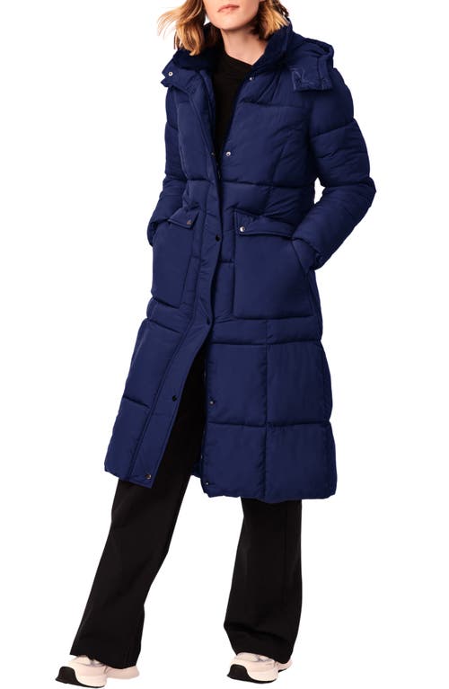 Bernardo Quilted Recycled Polyester Longline Puffer Jacket in Night Shadow