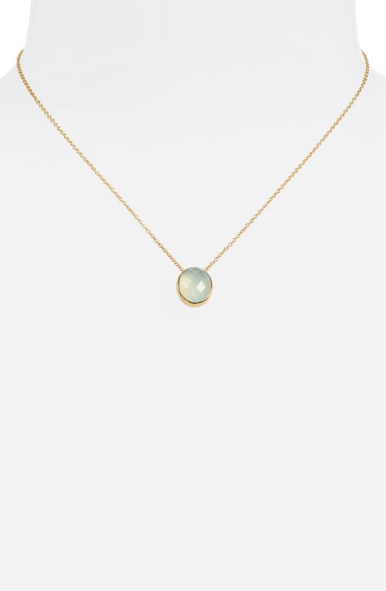 Shop Argento Vivo Sterling Silver Green Chalcedony Oval Pendant Necklace In Gold