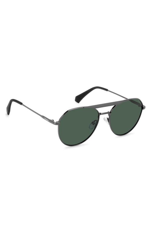 Shop Polaroid 57mm Polarized Aviator Sunglasses In Dark Ruthen/green Polarized