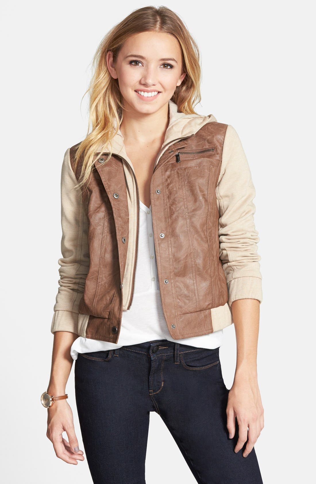 Collection B Faux Leather Jacket (Juniors) | Nordstrom