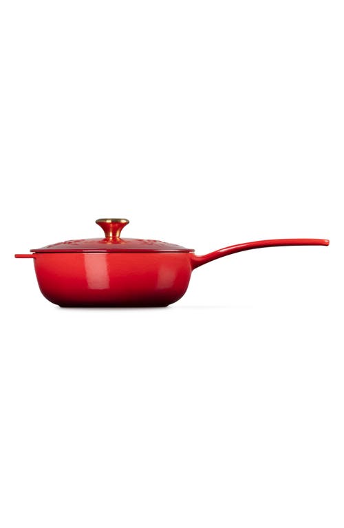 Le Creuset Holly Collection Enameled Cast Iron 2.25-qt. Traditional Saucier With Lid In Cerise