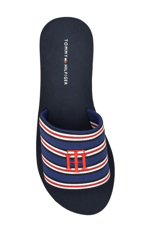 Shop Tommy Hilfiger Stripe Platform Slide Sandal In Navy/red/white