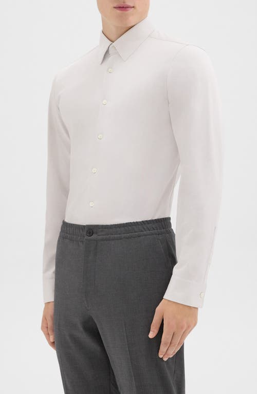 Theory Sylvain Nd Structure Knit Button-up Shirt In Soft Grey