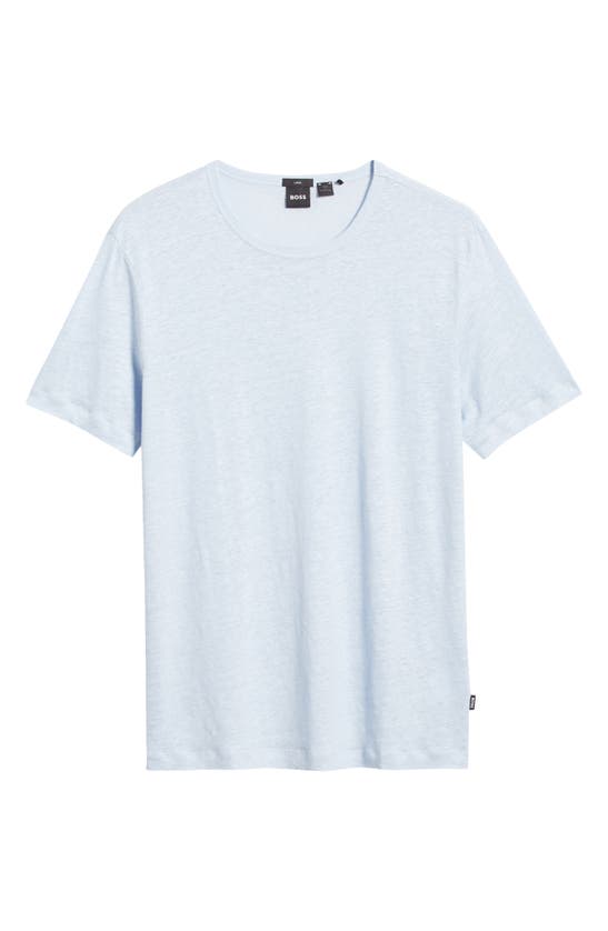Shop Hugo Boss Tiburt Linen T-shirt In Light Blue